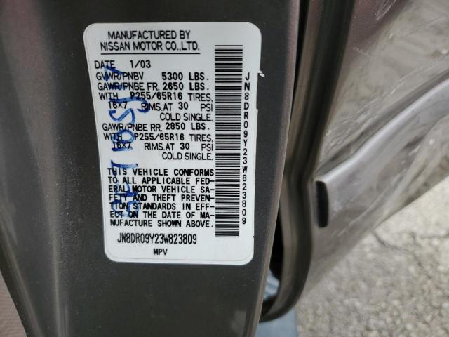 Photo 10 from auction – 2003 NISSAN PATHFINDER with VIN JN8DR09Y23W823809