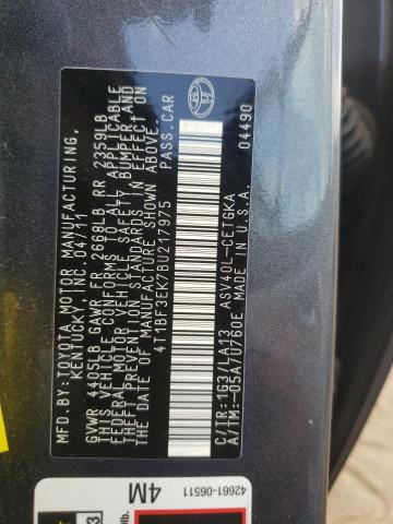 Фото 10 с аукциона – 2011 TOYOTA CAMRY BASE с VIN 4T1BF3EK7BU217975