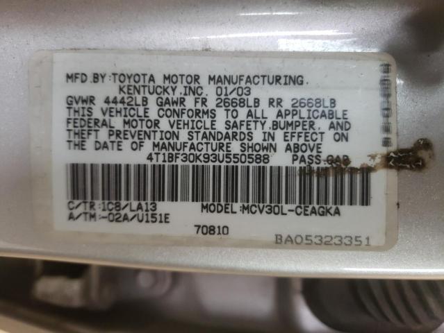 Photo 10 from auction – 2003 TOYOTA CAMRY LE with VIN 4T1BF30K93U550588