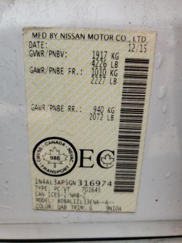 Photo 10 from auction – 2016 NISSAN ALTIMA 2.5 with VIN 1N4AL3AP5GN316974