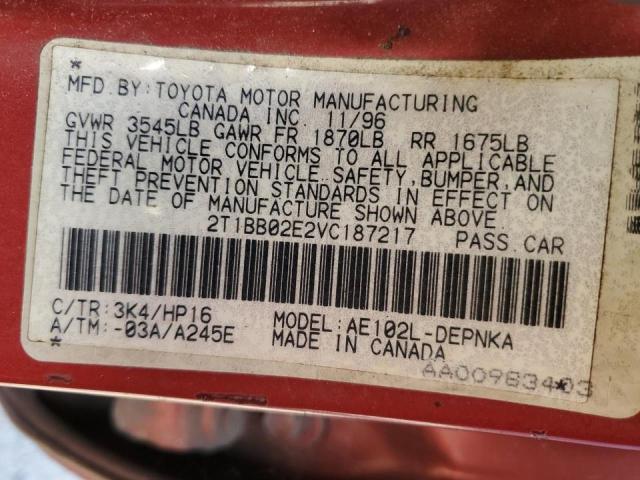 Photo 10 from auction – 1997 TOYOTA COROLLA DX with VIN 2T1BB02E2VC187217