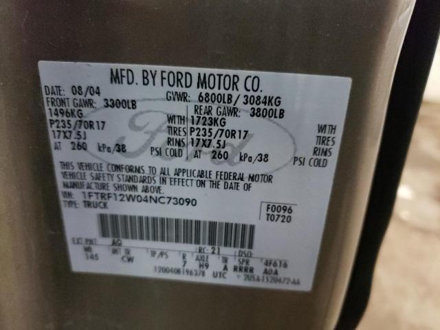 Photo 10 from auction – 2004 FORD F150 with VIN 1FTRF12W04NC73090