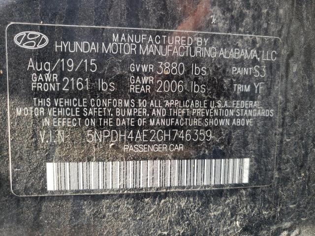Photo 10 from auction – 2016 HYUNDAI ELANTRA SE with VIN 5NPDH4AE2GH746359