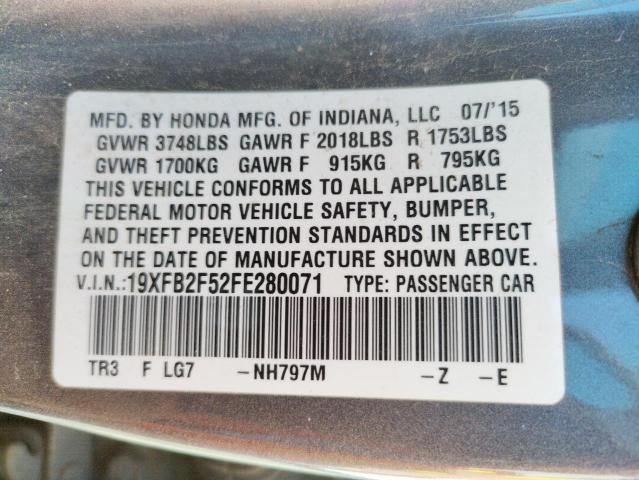 Photo 10 from auction – 2015 HONDA CIVIC LX with VIN 19XFB2F52FE280071