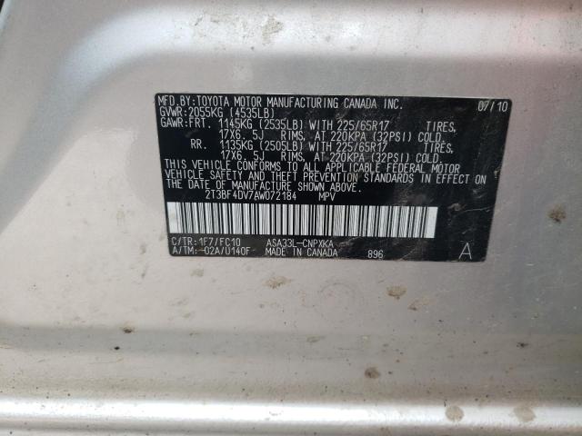 Photo 10 from auction – 2010 TOYOTA RAV4 with VIN 2T3BF4DV7AW072184
