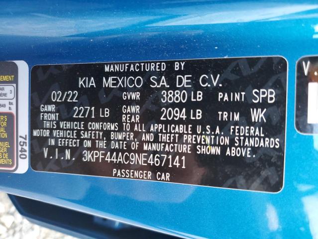 Photo 10 from auction – 2022 KIA FORTE GT with VIN 3KPF44AC9NE467141
