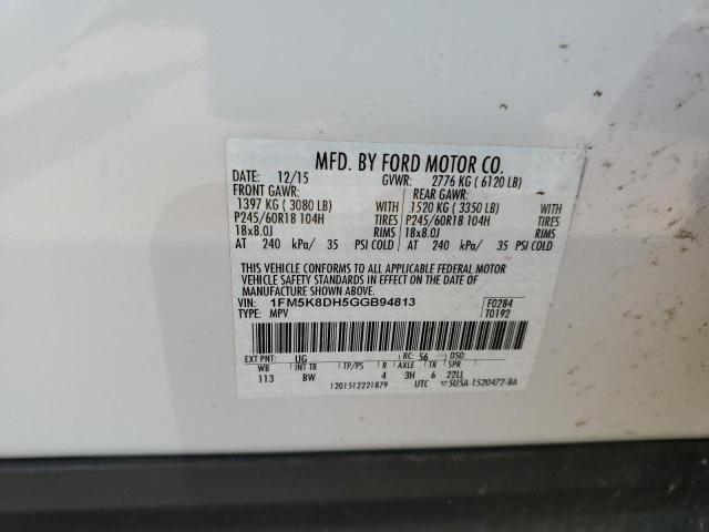 Photo 10 from auction – 2016 FORD EXPLORER X with VIN 1FM5K8DH5GGB94813