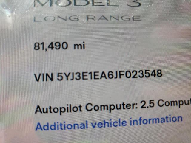 Photo 10 from auction – 2018 TESLA MODEL 3 with VIN 5YJ3E1EA6JF023548