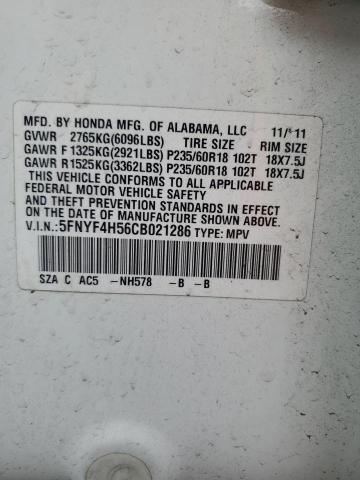 Photo 10 from auction – 2012 HONDA PILOT EXL with VIN 5FNYF4H56CB021286