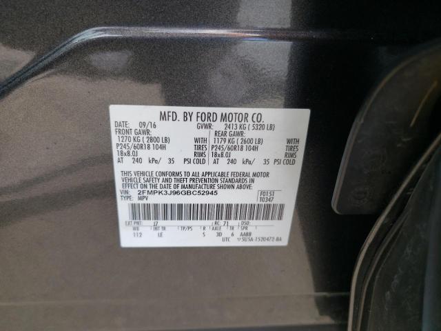 Photo 10 from auction – 2016 FORD EDGE SEL with VIN 2FMPK3J96GBC52945