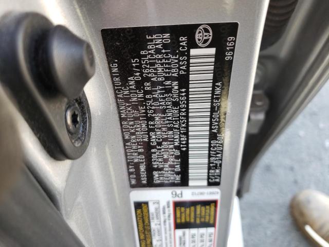 Photo 10 from auction – 2015 TOYOTA CAMRY LE with VIN 4T4BF1FK5FR495644