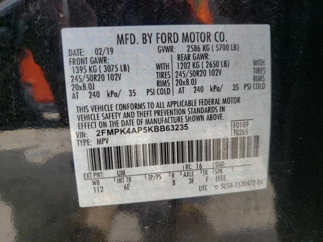 Photo 10 from auction – 2019 FORD EDGE ST with VIN 2FMPK4AP5KBB63235