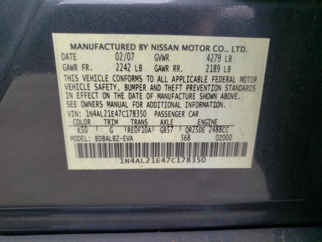 Photo 10 from auction – 2007 NISSAN ALTIMA with VIN 1N4AL21E47C178350
