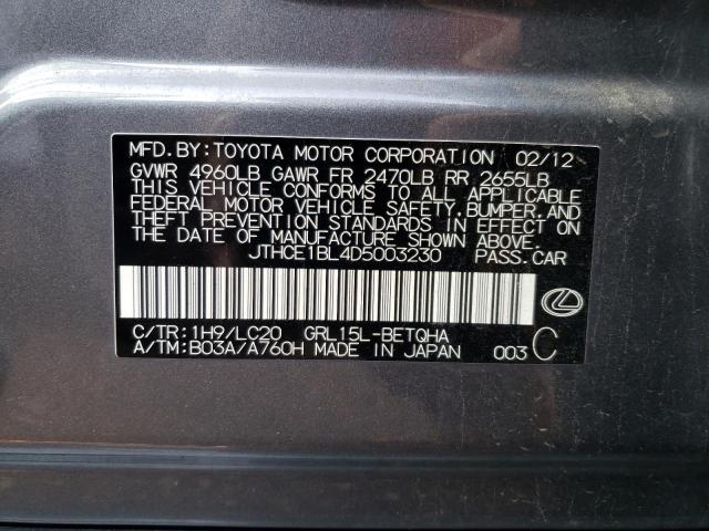 Photo 10 from auction – 2013 LEXUS GS 350 with VIN JTHCE1BL4D5003230