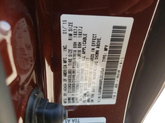 Photo 10 from auction – 2015 HONDA CR-V TOURI with VIN 5J6RM4H96FL033754