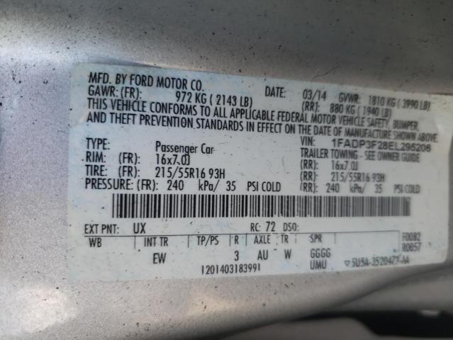Photo 10 from auction – 2014 FORD FOCUS SE with VIN 1FADP3F28EL295206