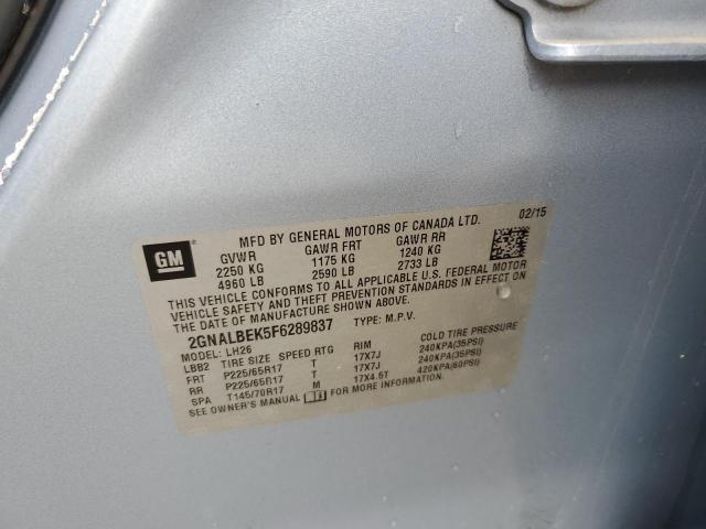 Photo 10 from auction – 2015 CHEVROLET EQUINOX LT with VIN 2GNALBEK5F6289837