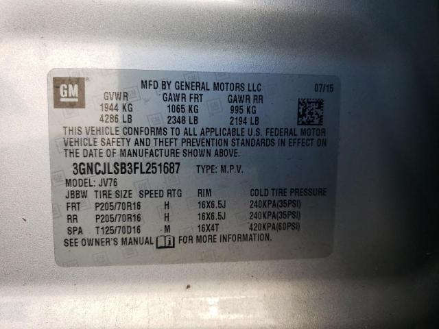 Photo 10 from auction – 2015 CHEVROLET TRAX 1LT with VIN 3GNCJLSB3FL251687