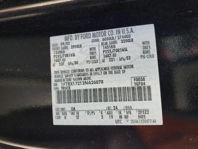 Photo 10 from auction – 2003 FORD F-150 with VIN 1FTRX17213NA26078