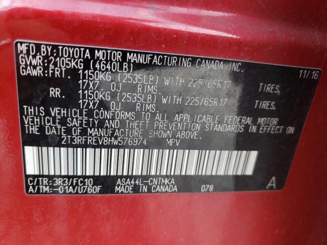 Photo 10 from auction – 2017 TOYOTA RAV4 XLE with VIN 2T3RFREV8HW576974