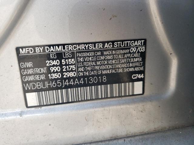 Photo 10 from auction – 2004 MERCEDES-BENZ E-CLASS with VIN WDBUH65J44A413018