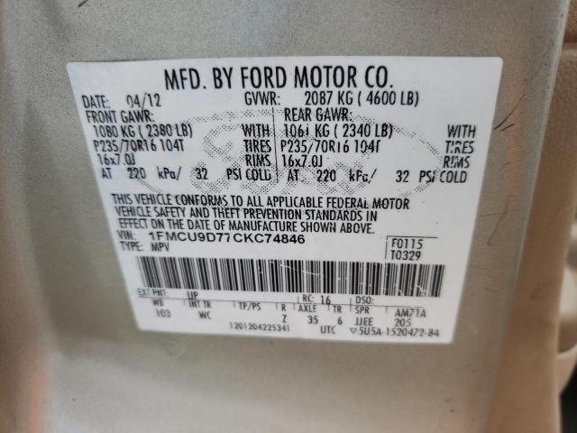 Photo 10 from auction – 2012 FORD ESCAPE XLT with VIN 1FMCU9D77CKC74846