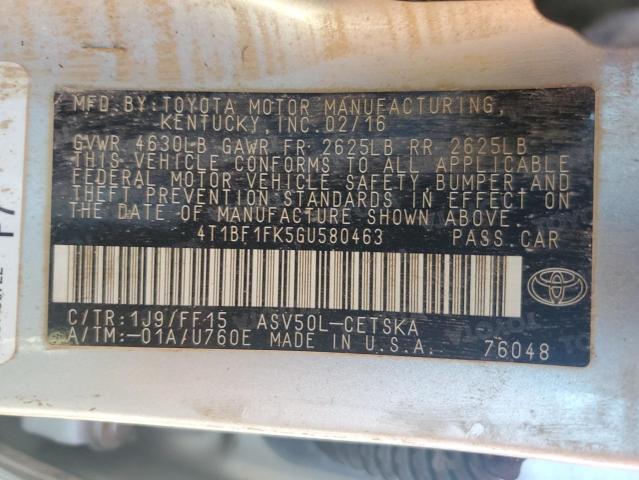 Photo 10 from auction – 2016 TOYOTA CAMRY LE with VIN 4T1BF1FK5GU580463