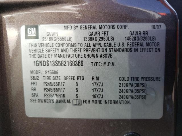 Photo 10 from auction – 2008 CHEVROLET TRAILBLAZE with VIN 1GNDS13S582168366