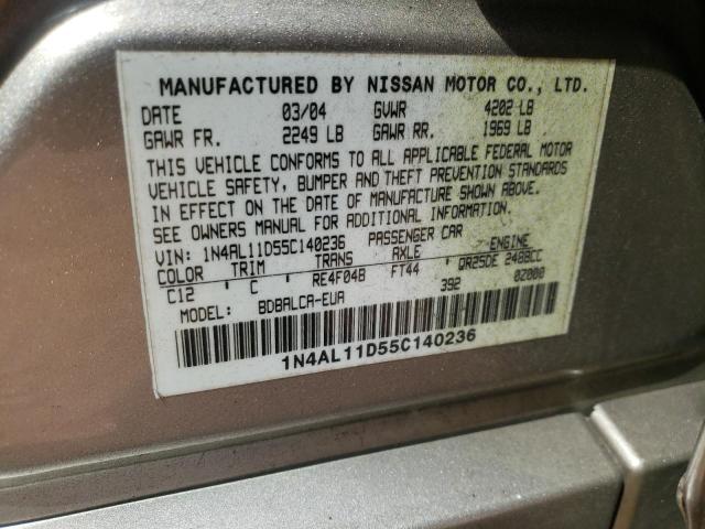 Photo 10 from auction – 2005 NISSAN ALTIMA S with VIN 1N4AL11D55C140236