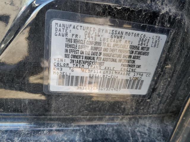 Photo 10 from auction – 2016 NISSAN SENTRA S with VIN 3N1AB7AP5GY324907