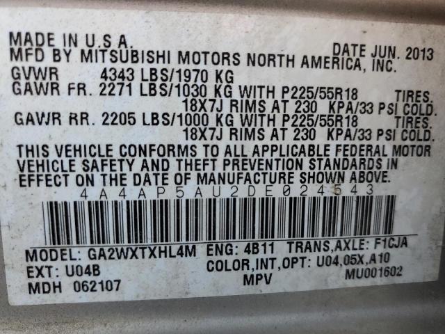Photo 10 from auction – 2013 MITSUBISHI OUTLANDER with VIN 4A4AP5AU2DE024543