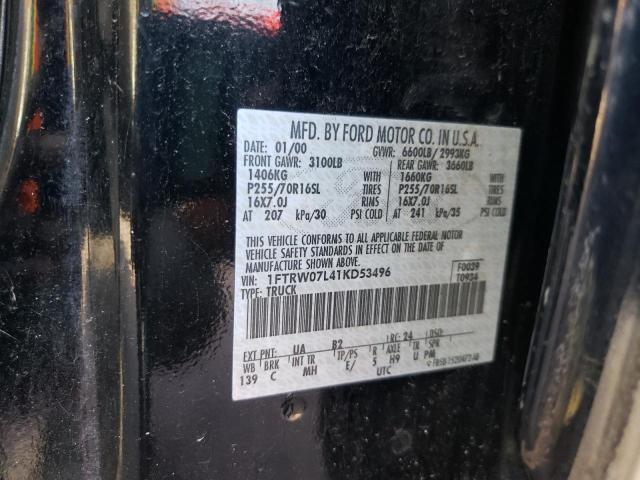 Photo 10 from auction – 2001 FORD F150 SUPER with VIN 1FTRW07L41KD53496
