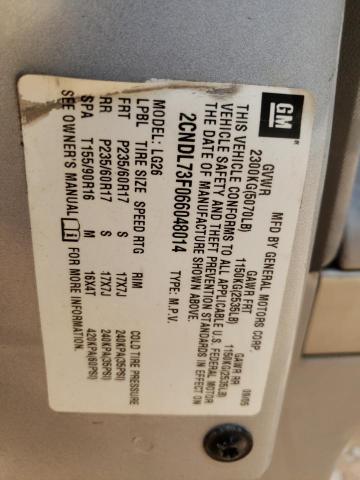 Photo 10 from auction – 2006 CHEVROLET EQUINOX LT with VIN 2CNDL73F066048014