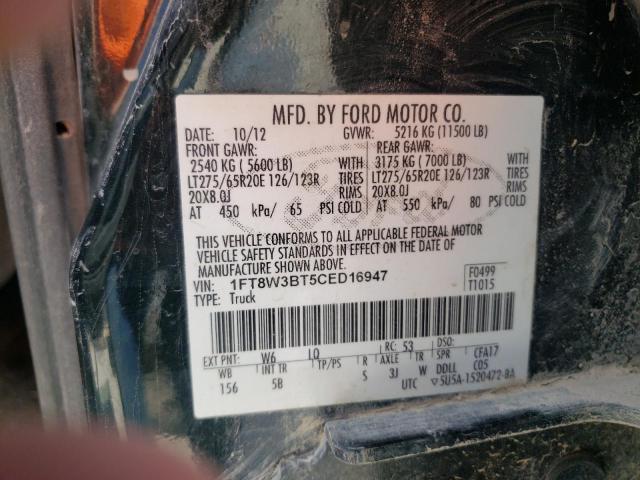 Photo 10 from auction – 2012 FORD F350 SUPER with VIN 1FT8W3BT5CED16947