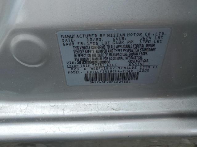 Photo 10 from auction – 2021 NISSAN VERSA SV with VIN 3N1CN8EV8ML809856
