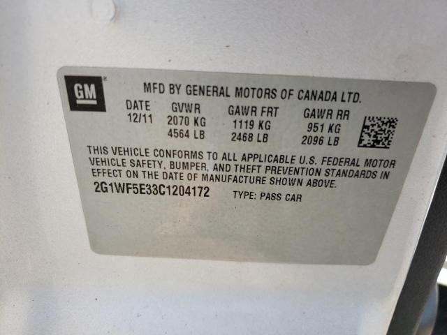 Photo 10 from auction – 2012 CHEVROLET IMPALA LS with VIN 2G1WF5E33C1204172