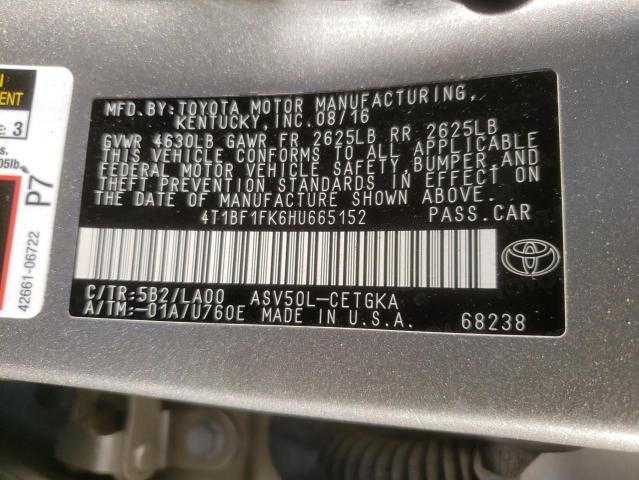 Photo 10 from auction – 2017 TOYOTA CAMRY LE with VIN 4T1BF1FK6HU665152