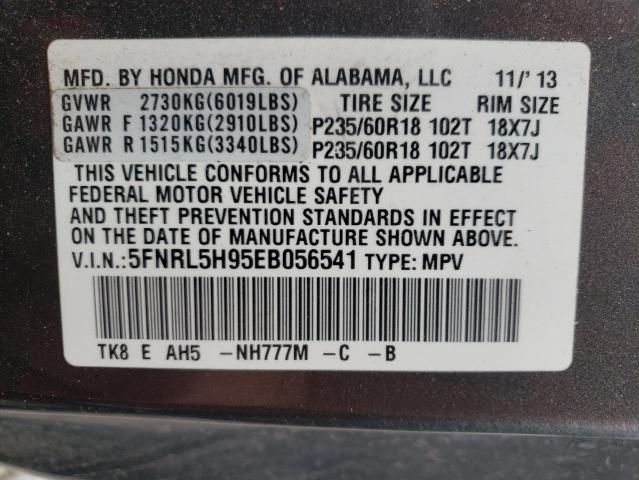 Photo 10 from auction – 2014 HONDA ODYSSEY TO with VIN 5FNRL5H95EB056541