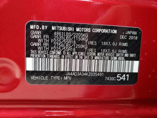 Photo 10 from auction – 2019 MITSUBISHI OUTLANDER with VIN JA4AD3A34KZ035491
