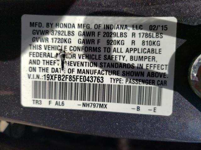 Photo 10 from auction – 2015 HONDA CIVIC EX with VIN 19XFB2F85FE043763