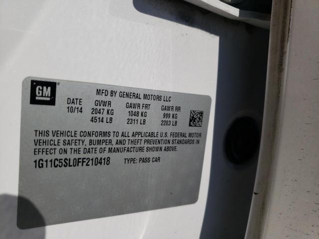 Photo 10 from auction – 2015 CHEVROLET MALIBU 1LT with VIN 1G11C5SL0FF210418