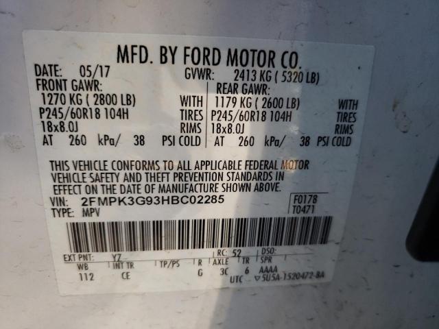 Photo 10 from auction – 2017 FORD EDGE SE with VIN 2FMPK3G93HBC02285