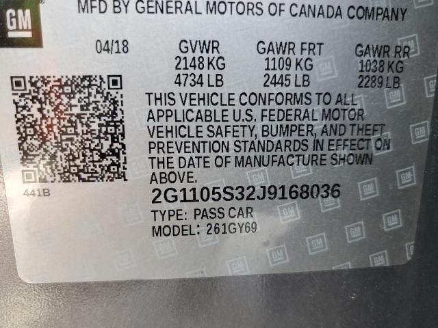 Photo 10 from auction – 2018 CHEVROLET IMPALA LT with VIN 2G1105S32J9168036