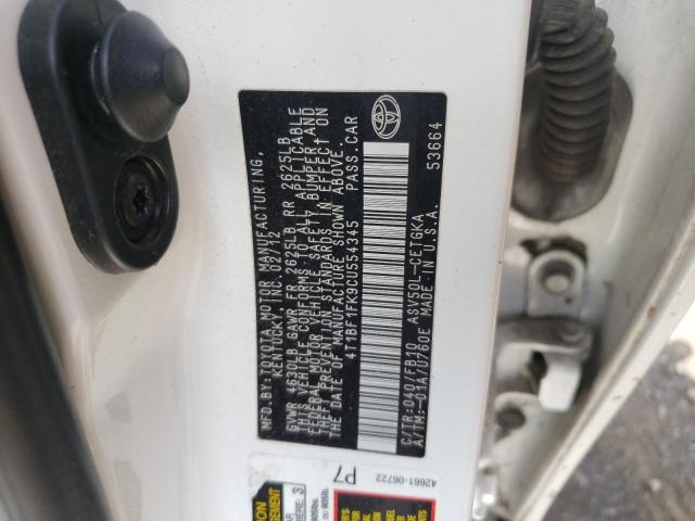 Photo 10 from auction – 2012 TOYOTA CAMRY BASE with VIN 4T1BF1FK9CU554345