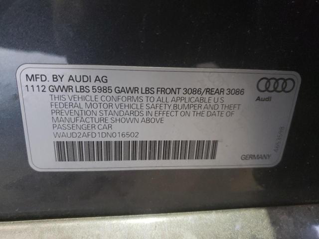 Photo 10 from auction – 2013 AUDI S8 QUATTRO with VIN WAUD2AFD1DN016502