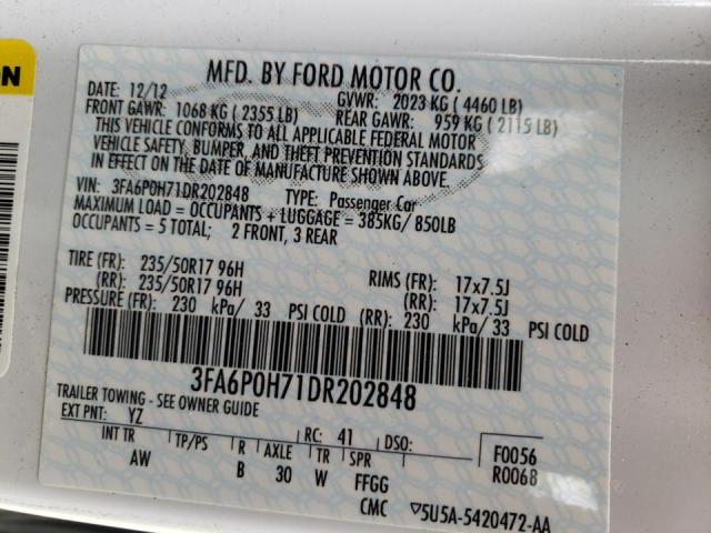 Photo 10 from auction – 2013 FORD FUSION SE with VIN 3FA6P0H71DR202848
