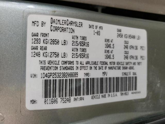Photo 10 from auction – 2003 DODGE CARAVAN SE with VIN 1D4GP25323B208689