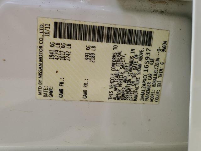 Zdjęcie 10 z aukcji – 2012 NISSAN ALTIMA BAS z VIN 1N4AL2APXCC165937