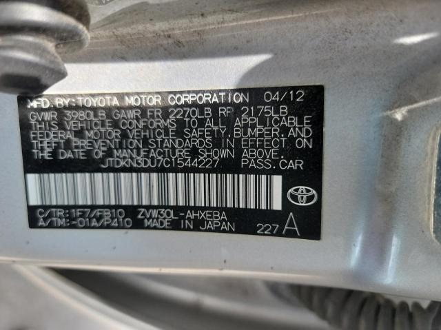 Photo 10 from auction – 2012 TOYOTA PRIUS with VIN JTDKN3DU7C1544227