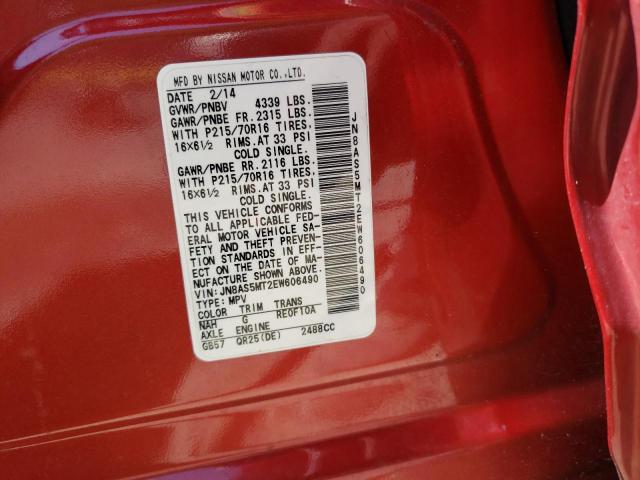 Photo 10 from auction – 2014 NISSAN ROGUE SELE with VIN JN8AS5MT2EW606490